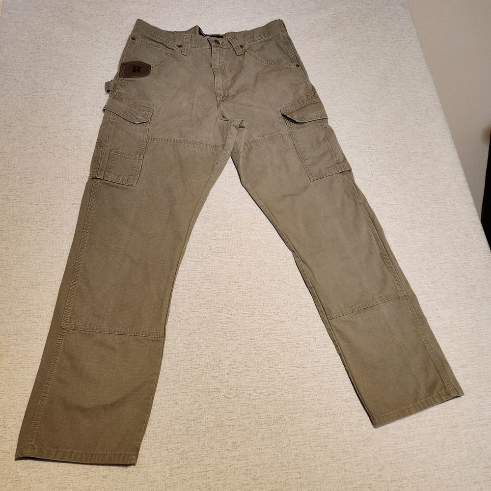 Wrangler RIGGS Workwear Cargo Pants Mens 35x32 Brown Ripstop Utility Reinforced